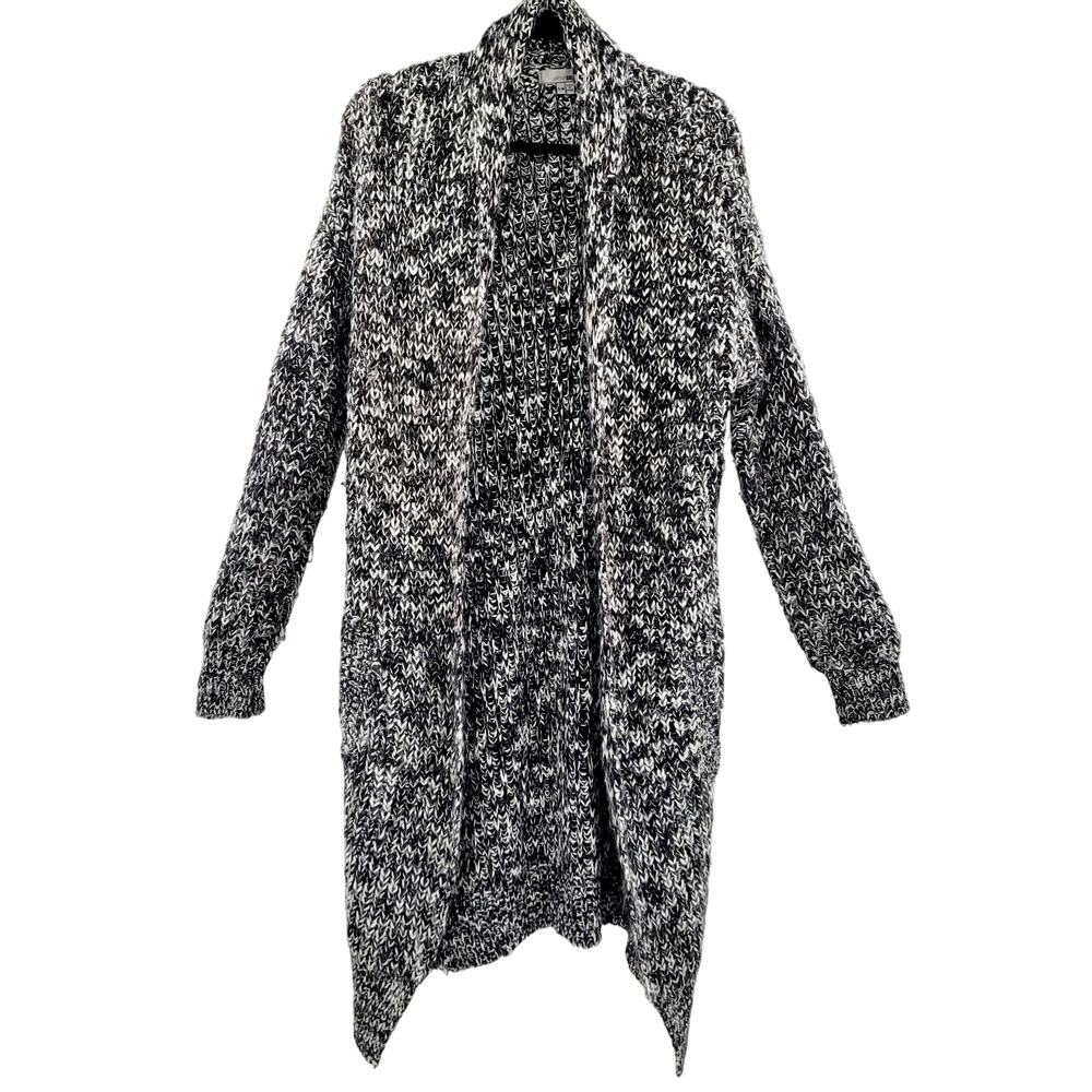 Solemio Black & White Oversized Chunky Cable Knit Long Cardigan Women’s Size S/M